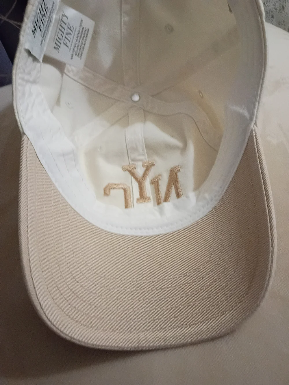 Mighty Fine NYC Embroidered Kids Cap - Cream and Tan